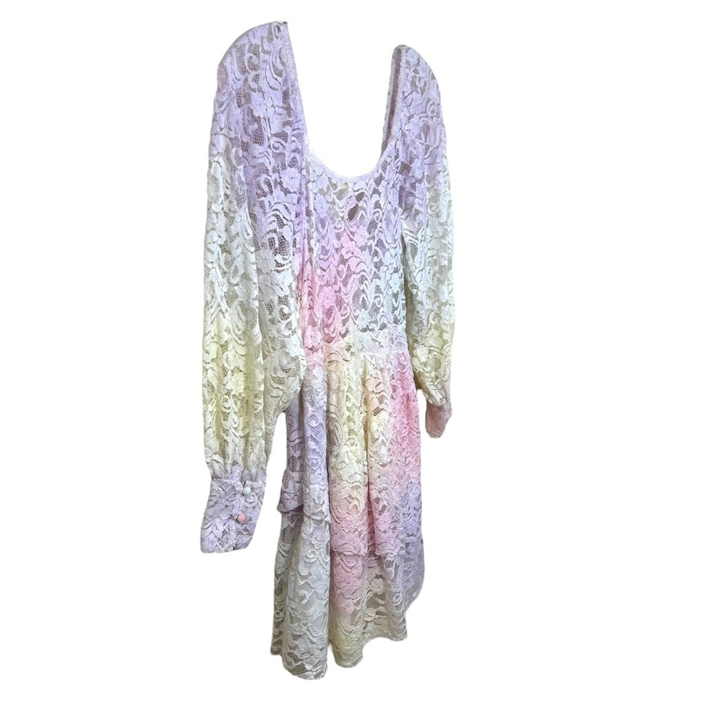LoveShackFancy Pastel Lace Mini Dress in Pink, Purple, Cream - Picture 8 of 16